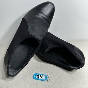 Women's sz 11W Munro Pria Black Kid Leather Fabric Shoes Pumps Low Heel Slip-On